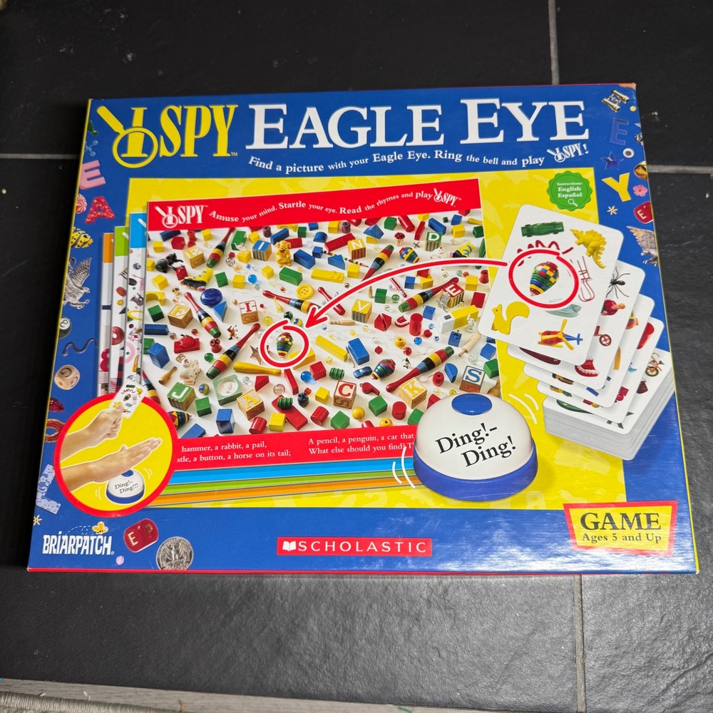 I Spy Eagle Eye Board Game Scholastic Briarpatch Find It Game with Bell Ages 5+